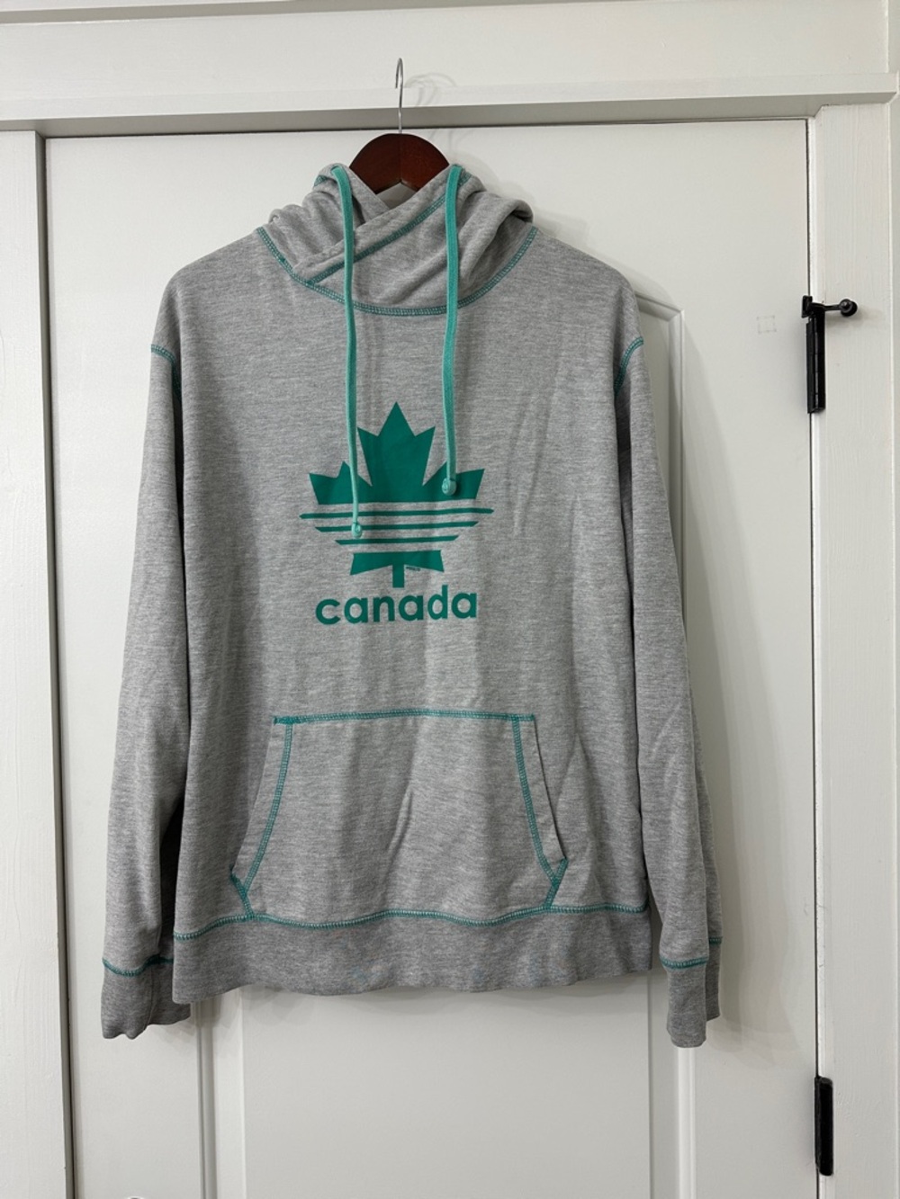 Canada Logo Hooded Sweatshirt - Grey with Teal Accents